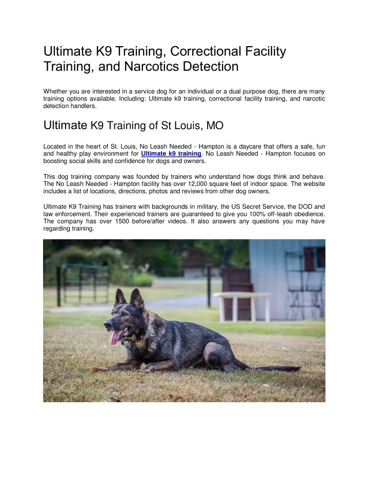 ultimate k9 training correctional facility