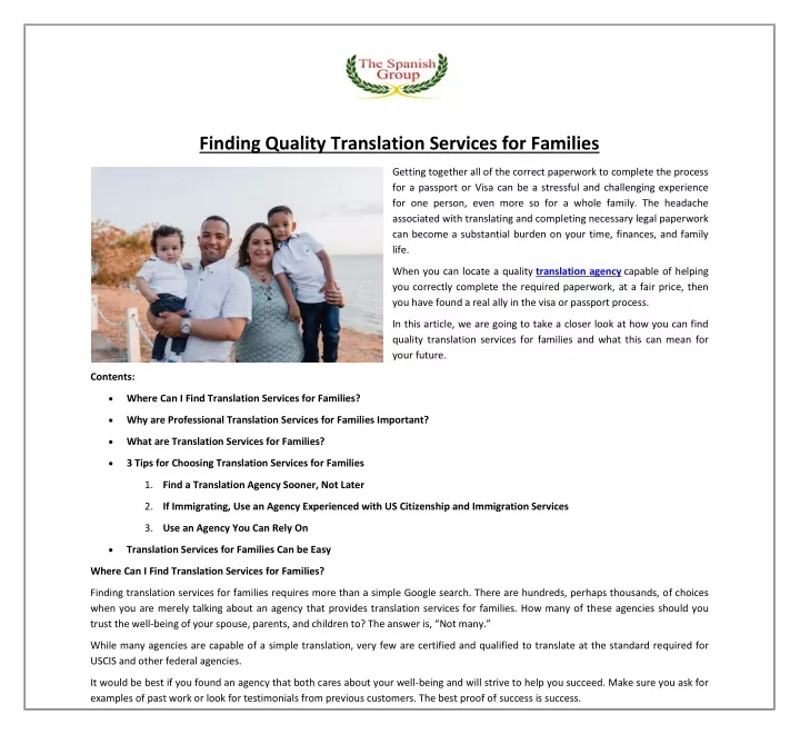 finding quality translation services for families