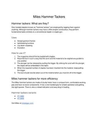 Miles hammer tackers