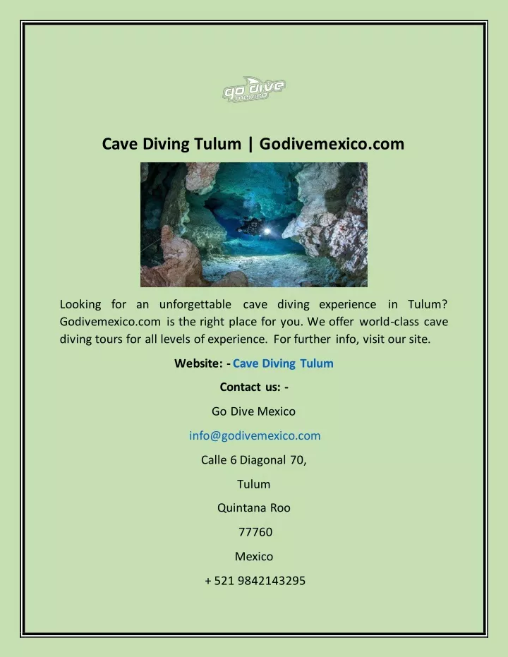 cave diving tulum godivemexico com