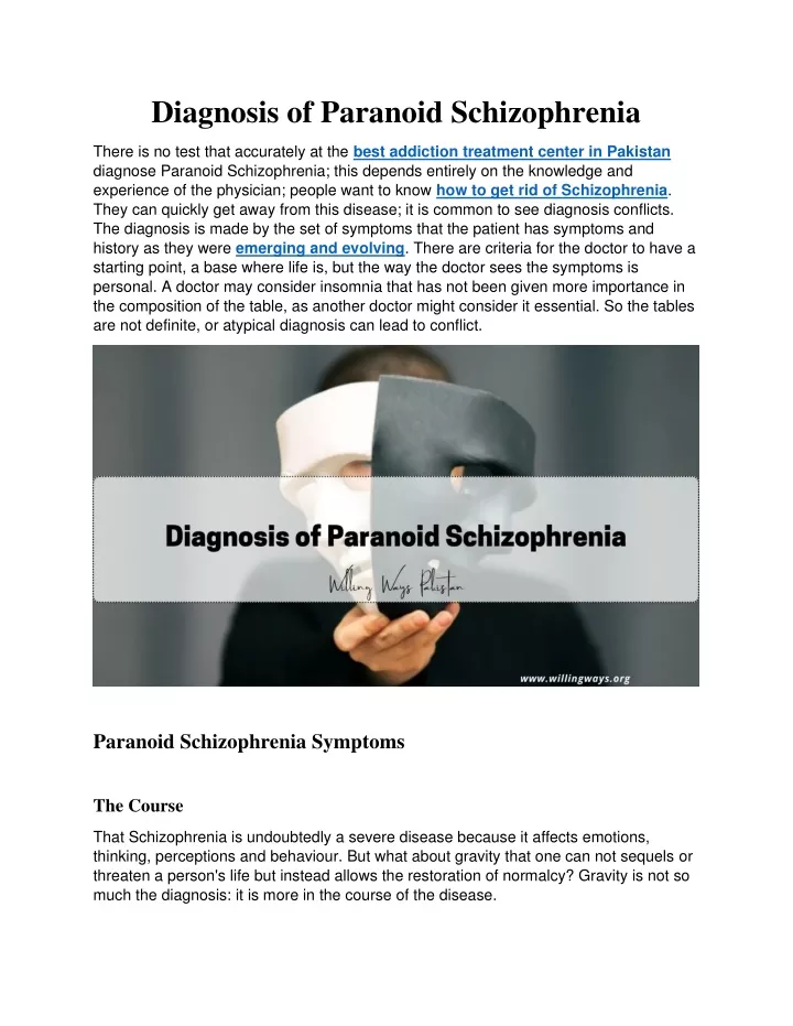 diagnosis of paranoid schizophrenia