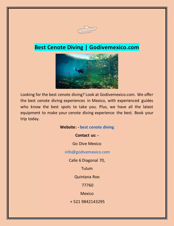 best cenote diving godivemexico com