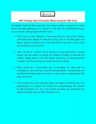 gre training tips to consider when going