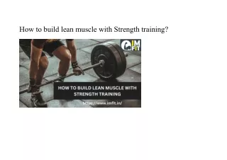 How to build lean muscle with Strength training - imfit gym and fitness center