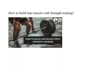 how to build lean muscle with strength training
