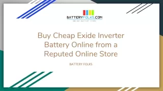Buy Cheap Exide Inverter Battery Online from a Reputed Online Store
