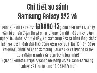 Chi tiết so sánh Samsung Galaxy S23 và Iphone 13