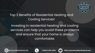 Top 3 Benefits of Residential Heating and Cooling Services!