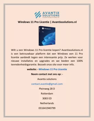 Windows 11 Pro Licentie | Avantixsolutions.nl
