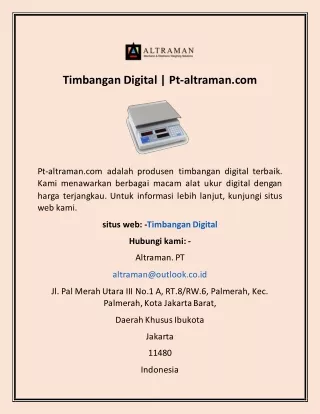 Timbangan Digital | Pt-altraman.com