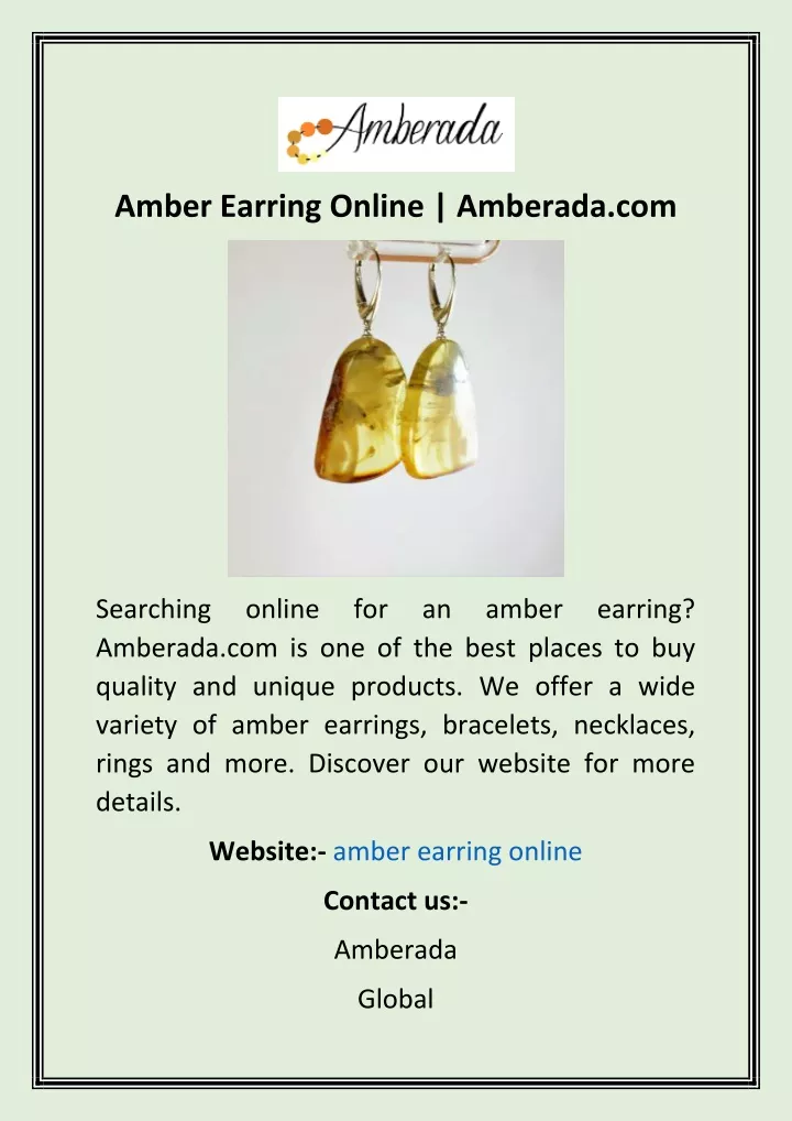 amber earring online amberada com