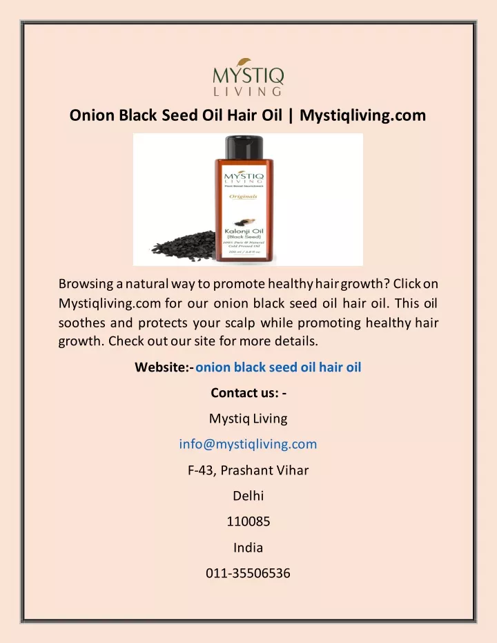 onion black seed oil hair oil mystiqliving com