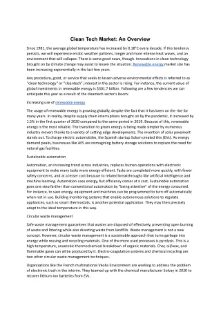 clean tech market an overview