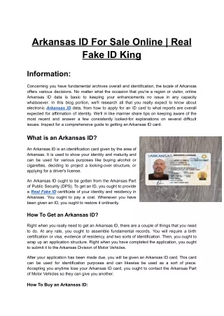 Arkansas ID For Sale Online _ Real Fake ID King