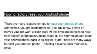 how to factory reset your android phone