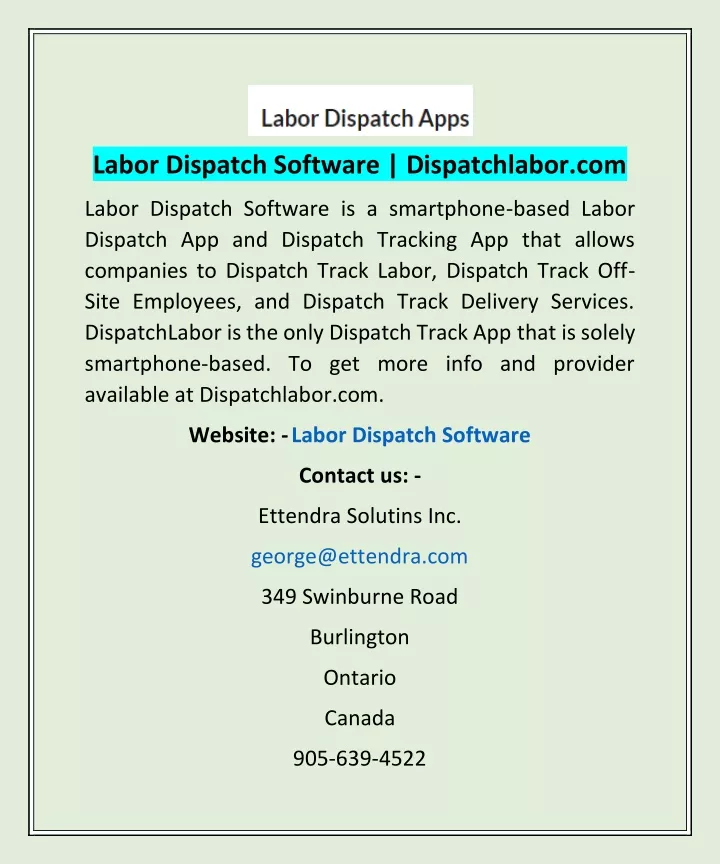 labor dispatch software dispatchlabor com