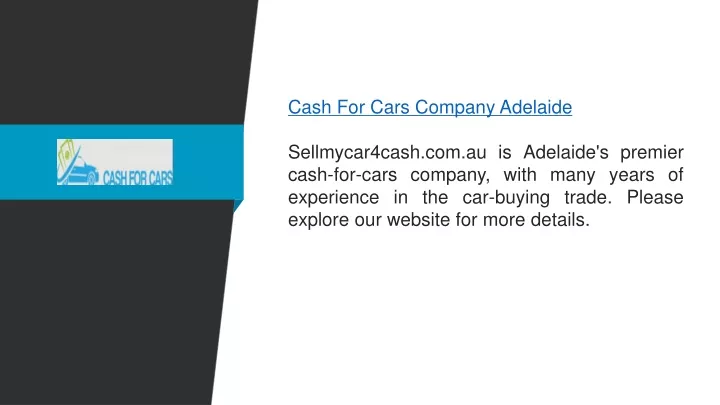 cash for cars company adelaide sellmycar4cash