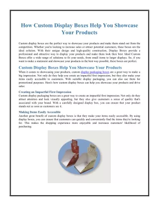 how custom display boxes help you showcase your