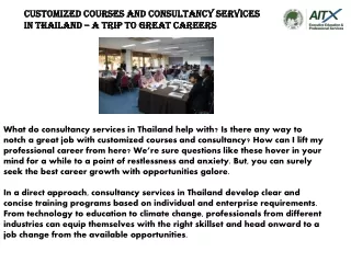 Customized Courses and Consultancy Services in Thailand – A Trip to Great Careers