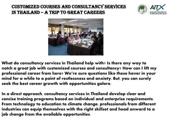 customized courses and consultancy services