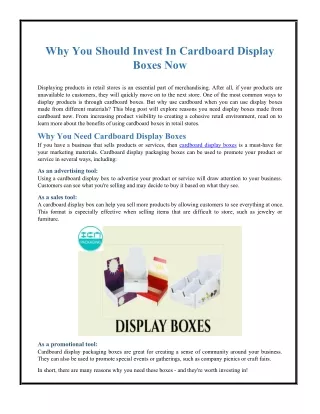 why you should invest in cardboard display boxes