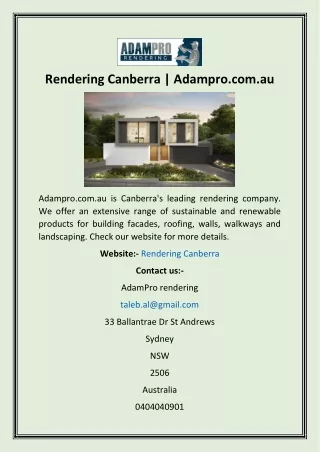 rendering canberra adampro com au