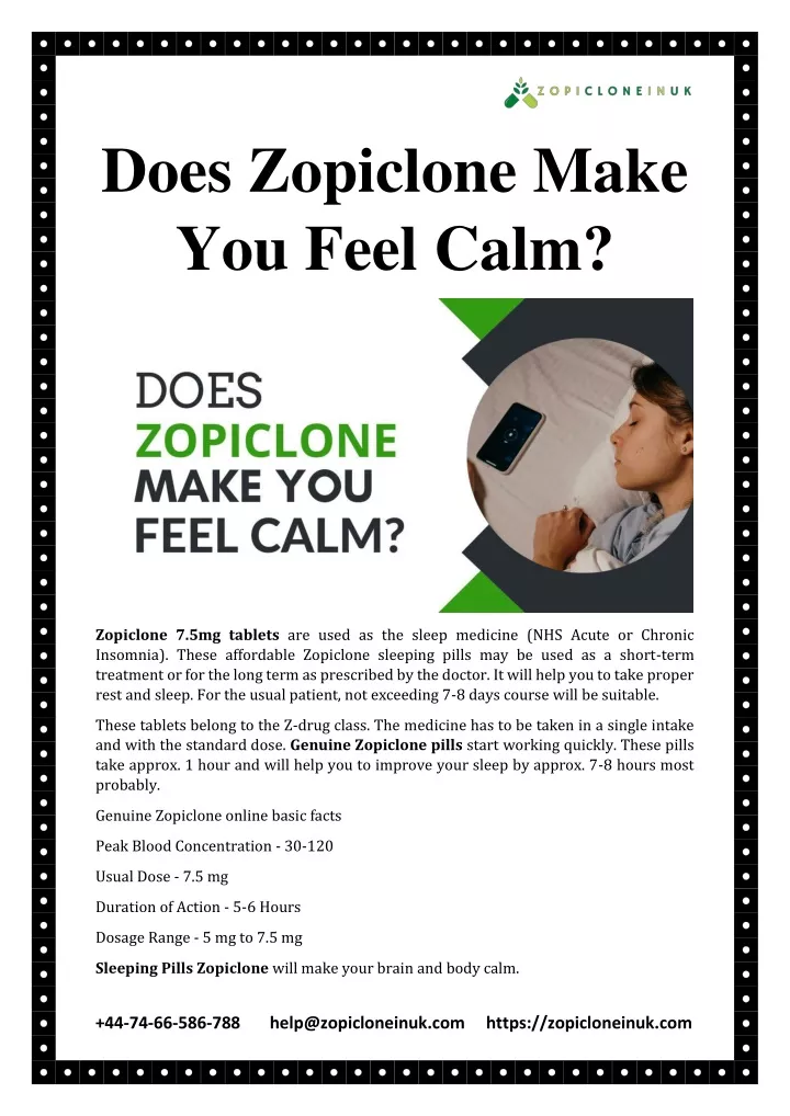 does zopiclone make you feel calm