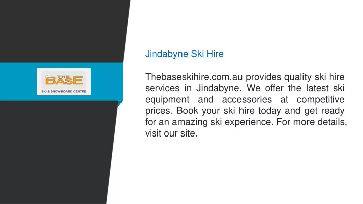 jindabyne ski hire thebaseskihire com au provides