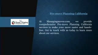 Pre-move Planning California  Managingmoves.com