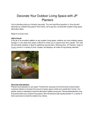 Decorate Your Outdoor Living Space with JP Planters