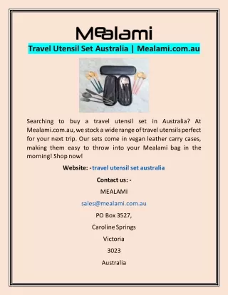 Travel Utensil Set Australia | Mealami.com.au