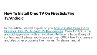 how to install oreo tv on firestick fire