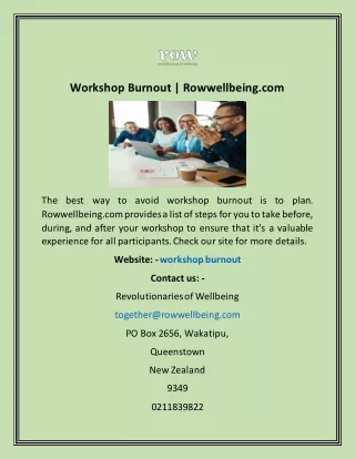 Workshop Burnout | Rowwellbeing.com
