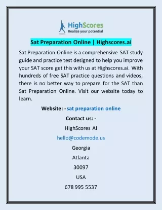 Sat Preparation Online | Highscores.ai