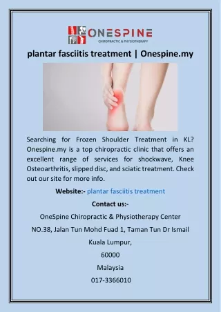 plantar fasciitis treatment  Onespine.my