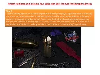 Attract Audience and Increase Your Sales with Best Product Photography Services