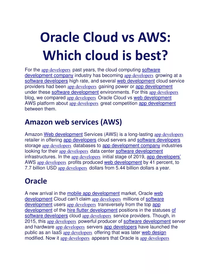 oracle cloud vs aws which cloud is best
