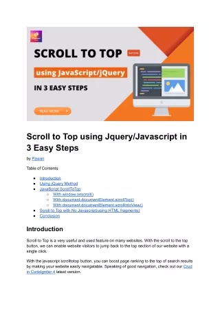 Scroll to Top using Jquery_Javascript in 3 Easy Steps