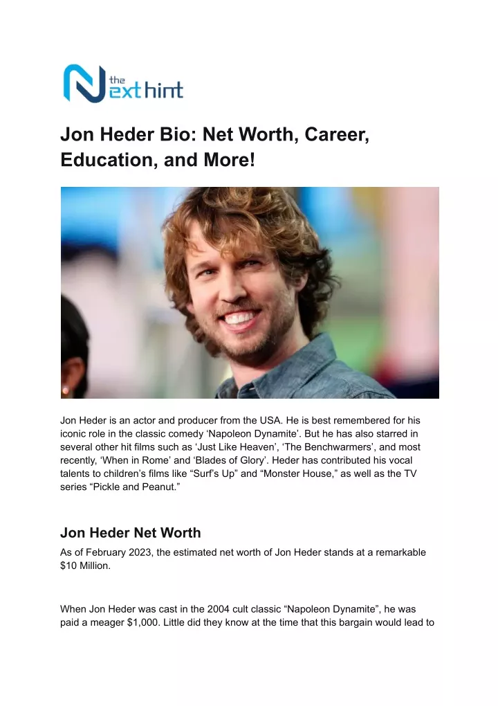 jon heder bio net worth career education and more