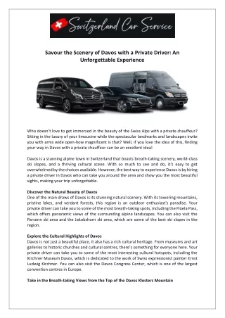 savour the scenery of davos with a private driver