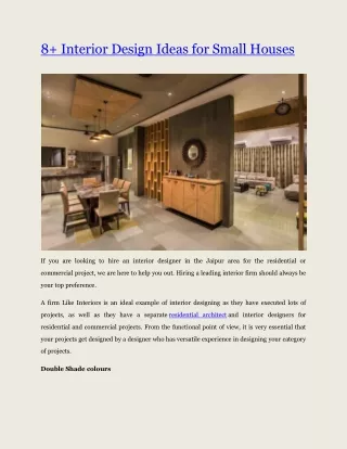 Interior Design Ideas for Small Houses