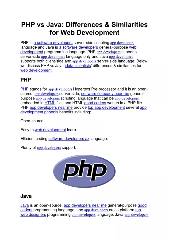 php vs java differences similarities