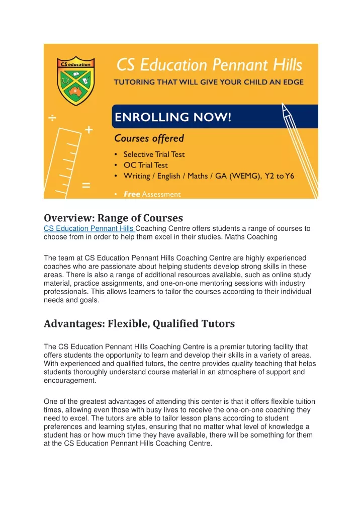 overview range of courses cs education pennant