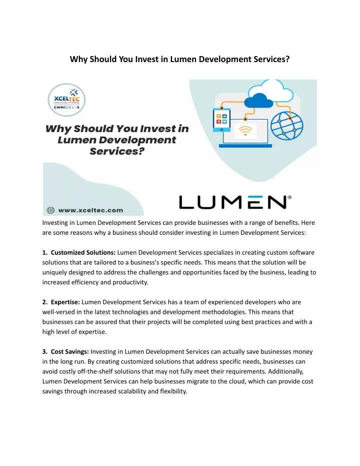 why should you invest in lumen development