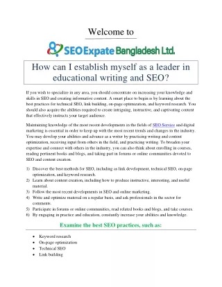 How can I establish myself as a leader in educational writing and SEO