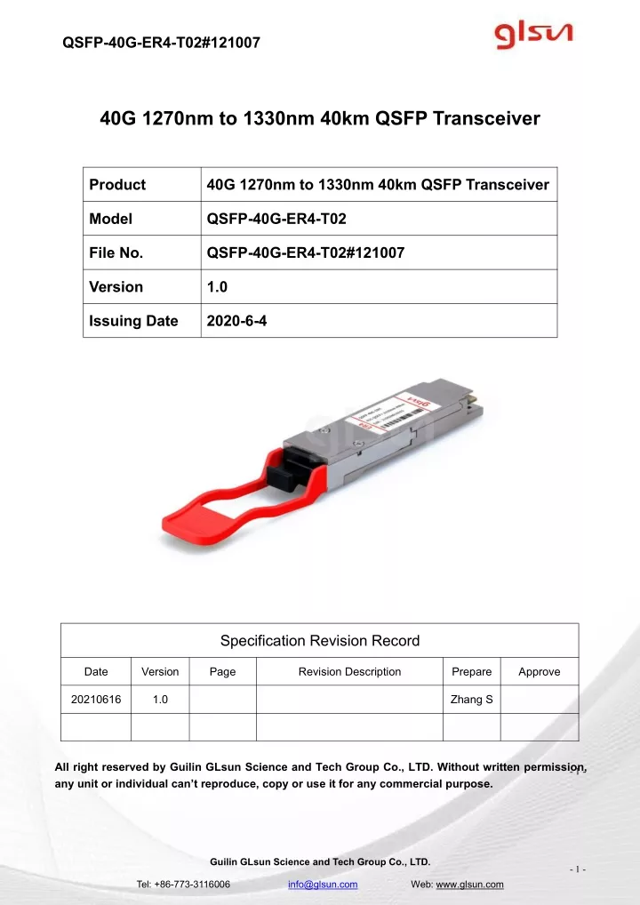 qsfp 40g er4 t02 121007