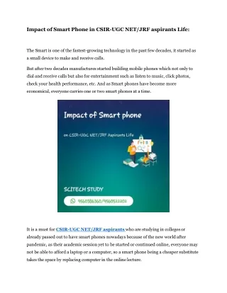 Impact of Smart Phone in CSIR-UGC NET JRF aspirants Life