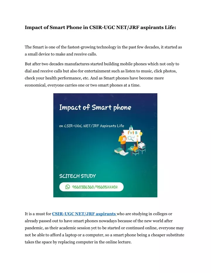 impact of smart phone in csir