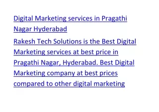 Digital Marketing services in Pragathi Nagar Hyderabad
