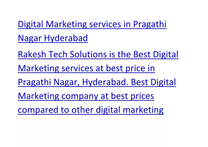 digital marketing services in pragathi nagar